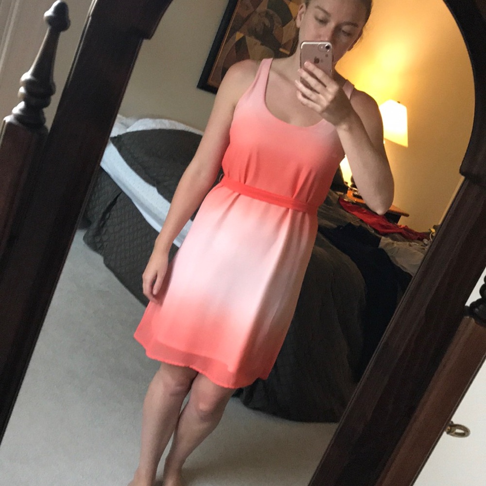 Peach ombré shift dress
